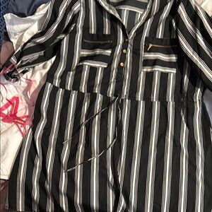 Speed Control Black and White Striped Dress